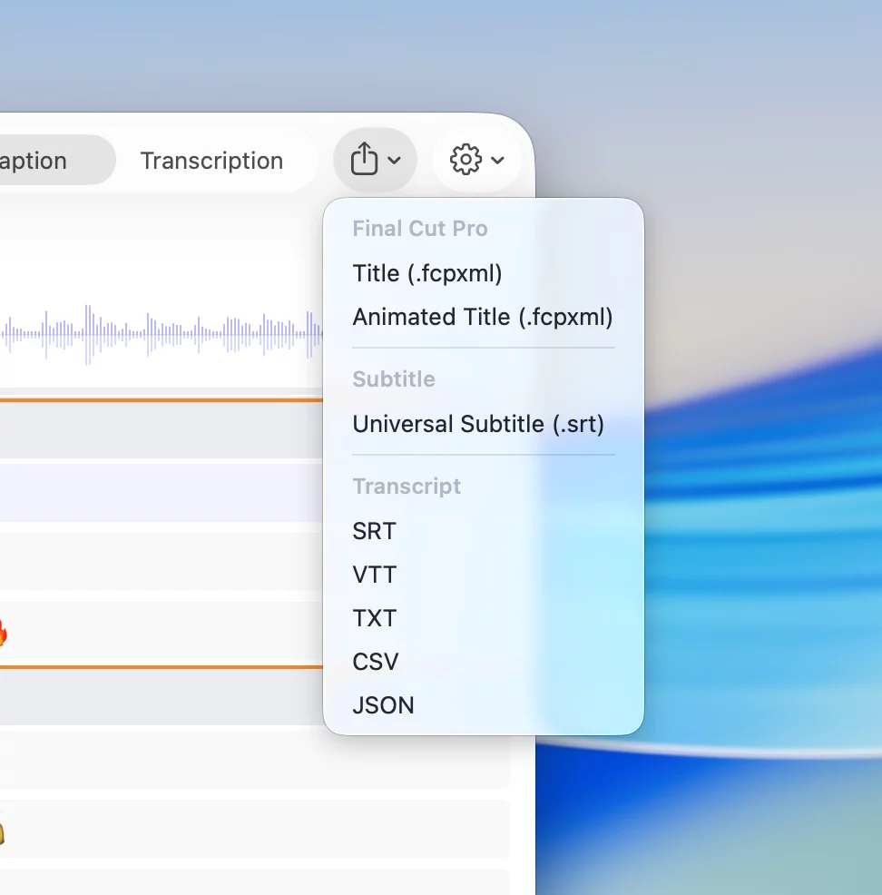 MagiaCap — export-ready captions in multiple formats