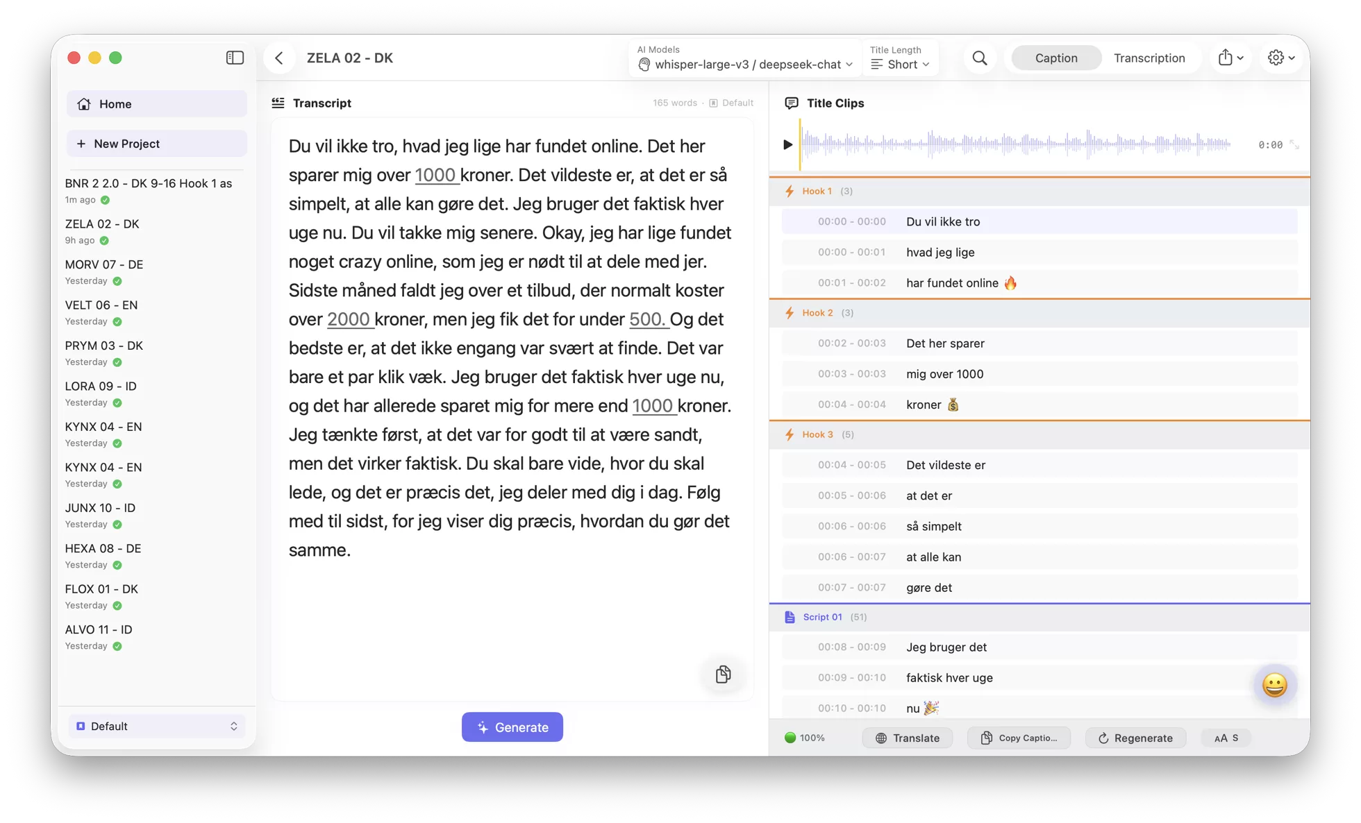 MagiaCap — Caption Editor with AI-generated transcript and title cards